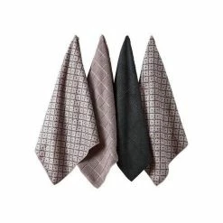 Ladelle 4er Set Geschirrtücher 43x68cm Carver Microfaser Anthrazit